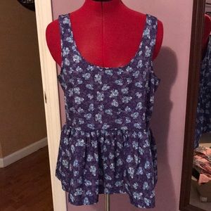 Loose Fitting Blue/Purple Floral AE Top